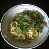 水菜で焼きうどん